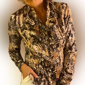 Avenue design multicolored collared long sleeve button down blouse size S